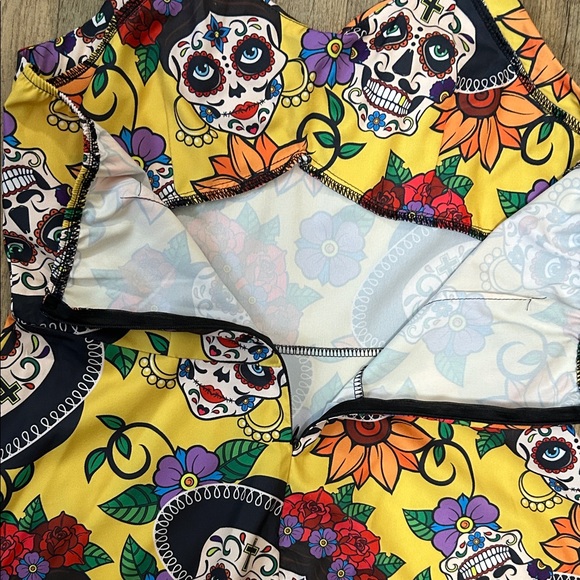 Colorful Skull Print Swing Dress - Picture 7 of 9